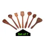 SAHARANPUR HANDICRAFTS Hand Made Sheesham Wooden Serving & Cooking Spoons for Kitchen & Dining Table Set of 7 || 2 Frying 1 Serving 1 Spatula 1 Chapati Spoon 1 Desert 1 Rice |, 2 image