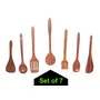 SAHARANPUR HANDICRAFTS Hand Made Sheesham Wooden Serving & Cooking Spoons for Kitchen & Dining Table Set of 7 || 2 Frying 1 Serving 1 Spatula 1 Chapati Spoon 1 Desert 1 Rice |, 3 image