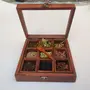 SAHARANPUR HANDICRAFTS Sheesham Wood Spice Box with Spoon Wooden Masala Box Masala Dabba - (9 Box), 3 image