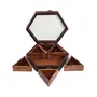 SAHARANPUR HANDICRAFTS Handmade Sheesham Wooden Spice box with 6 removable containers |Chocolate Box | Jewellery Box| Mouth freshener Box | Condiment Box Multipurpose Box with Glass lid(23.5 x 23.5 x 6 cm), 7 image