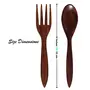 SAHARANPUR HANDICRAFTS Handmade Spoon & Fork Set / Coffee Spoon / Dessert Spoon / Cutlery Kitchen Tableware Set of 6 {6 Inches} (12) (Brown 4 pcs), 3 image