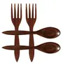 SAHARANPUR HANDICRAFTS Handmade Spoon & Fork Set / Coffee Spoon / Dessert Spoon / Cutlery Kitchen Tableware Set of 6 {6 Inches} (12) (Brown 4 pcs), 2 image