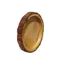 SAHARANPUR HANDICRAFTS Beautiful Table Decor Round Shape Wooden Serving Tray/Platter for Home and Kitchen (Natural 1 Pc), 6 image