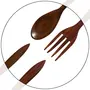 SAHARANPUR HANDICRAFTS Handmade Spoon & Fork Set / Coffee Spoon / Dessert Spoon / Cutlery Kitchen Tableware Set of 6 {6 Inches} (12) (Brown 4 pcs), 5 image