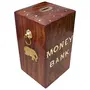 SAHARANPUR HANDICRAFTS Money Bank - Big Size Master Size Large Piggy Bank Wooden 10 x 6 inch for Kids and Adults (Brown), 2 image
