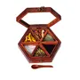 SAHARANPUR HANDICRAFTS Handmade Sheesham Wooden Spice box with 6 removable containers |Chocolate Box | Jewellery Box| Mouth freshener Box | Condiment Box Multipurpose Box with Glass lid(23.5 x 23.5 x 6 cm), 4 image