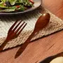 SAHARANPUR HANDICRAFTS Handmade Spoon & Fork Set / Coffee Spoon / Dessert Spoon / Cutlery Kitchen Tableware Set of 6 {6 Inches} (12) (Brown 4 pcs), 4 image