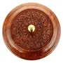 SAHARANPUR HANDICRAFTS Wooden Hot Pot Casserole Dish with Lid Tortilla Bread Chapati Keeper/Wood Carving Gorgeous Chapati Box Serve Casserole || Brown (Big Size 9 INCH), 2 image