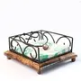 SAHARANPUR HANDICRAFTS Wrought Iron and Wood Tissue Paper Napkin Holder Stand for Dining Table Brown & Black, 2 image