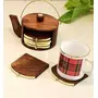 SAHARANPUR HANDICRAFTS Wooden Craft Wooden Kettle Shape Coaster Set_Brown, 2 image
