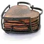 SAHARANPUR HANDICRAFTS Wooden and Iron Heart Shape Tea Coaster, 2 image