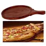 SAHARANPUR HANDICRAFTS Wooden Round Pizza Plate with Handle/Bat/Board (10 Inches Brown), 2 image