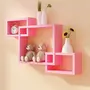 SAHARANPUR HANDICRAFTS MDF Intersecting Wall Mounted Shelf Rack Storage Unit for Home Decor Living Drawing Kids Room Set of 3 (Pink), 2 image