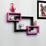 SAHARANPUR HANDICRAFTS MDF Intersecting Wall Mounted Shelf Rack Storage Unit for Home Decor Living Drawing Kids Room Set of 3 (Pink and Black), 2 image