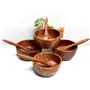 SAHARANPUR HANDICRAFTS Sheesham Wood Washable Serving Bowl Set of 4 with 4 Spoons Decorative Food-Safe Serving for Salad Soup Fruit, 5 image