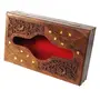 SAHARANPUR HANDICRAFTS Handmade Wooden Tissue/Napkin Holder Box Cover with Brass Inlay and Velvet Interior (8 x 5 Inches), 3 image