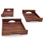 SAHARANPUR HANDICRAFTS Wooden Serving Tray for Breakfast Tea Serving Table Decor Standard Set of 3 Brown Shade, 4 image