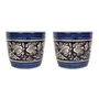 JAIPUR BLUE POTTERY gamla for Plants | Ceramic pots for Plants | Flower pots for Home Decoration | planters for Living Room | Blue Pottery Ceramic Flower pots Set of 2, 2 image