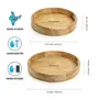 WOOD CRAFTS OF RAJASTHAN Wooden Round Tray Set 2 Tray Handcrafted 12" and 10" Round Circle Height 2" Inch Serving Tray Use for Kitchen Dining Table Multipurpuose Tray, 3 image