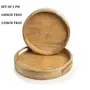 WOOD CRAFTS OF RAJASTHAN Wooden Round Tray Set 2 Tray Handcrafted 12" and 10" Round Circle Height 2" Inch Serving Tray Use for Kitchen Dining Table Multipurpuose Tray, 2 image