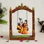 JAIPUR STONE WORK Colorful Radha Krishna on Swing Handcrafted Polyresin Figurine Orange Green Brown and White One Size (MSGK515), 2 image