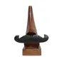 WOOD CRAFTS OF RAJASTHAN andmade Wooden Nose Shaped Spectacle Specs Eyeglass Holder Stand with Moustache (Standard Size Brown), 3 image