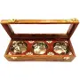 WOOD CRAFTS OF RAJASTHAN Wood Table Top Dry Fruit Box Containers Jars for Kitchen Masala Dani Wooden Spice Storage Box Set for Kitchen / 3 Steel Bowl (Brown), 3 image
