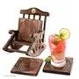 WOOD CRAFTS OF RAJASTHAN Wooden Antique Miniature Chair Shape TeaCoffeeDrink hot/Cold Coaster Set with 6 Coaster for Kitchen/Dining Table/Office/Restaurant., 3 image