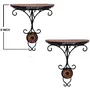 WOOD CRAFTS OF RAJASTHAN Wooden & Wrought Iron Fancy Wall Shelf (Brown & Black Size - 8 x 4 x 9.5 Inches) Pack of 2, 3 image