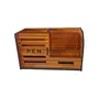 WOOD CRAFTS OF RAJASTHAN Multipurpose Wooden Pen Stand | MDF Pen Pencil Holder Stand with Mobile and Business Visiting Card Holder for Office Table with Business Card Holder Box Brown, 4 image