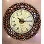 WOOD CRAFTS OF RAJASTHAN Wooden Round Shape Hanging Wall Clock (Brown), 2 image