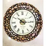 WOOD CRAFTS OF RAJASTHAN Wooden Round Shape Hanging Wall Clock (Brown), 4 image