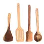 WOOD CRAFTS OF RAJASTHAN Wood Sheesham Hand Crafted Wooden Kitchen Set of 4 Multipurpose Serving & Cooking Spoon Set & Ladles Wooden Spoon Kitchen Tool Set (Natural Wood Colour) Set of 4, 2 image