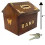 WOOD CRAFTS OF RAJASTHAN Handmade Wooden Piggy Bank | Wooden Money Box with Lock | Wooden Coin Box | Wooden Money Bank Coin Storage Bank for Kids and Adults Brown (Wooden Money Bank Coin Storage Kids 10), 3 image