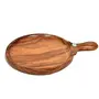 WOOD CRAFTS OF RAJASTHAN Wooden Round Pizza Plate with Handle/Pizza Tray/Pizza Board/Pizza Pan/Suitable for All Kitchen/10inch, 7 image