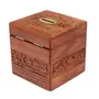 WOOD CRAFTS OF RAJASTHAN Handmade Wooden Money Box with Lock | Wooden Coin Box | Wooden Money Bank Coin Storage Bank (Brown)... (Square 4 * 4), 4 image