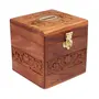 WOOD CRAFTS OF RAJASTHAN Handmade Wooden Money Box with Lock | Wooden Coin Box | Wooden Money Bank Coin Storage Bank (Brown)... (Square 4 * 4), 2 image