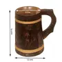 WOOD CRAFTS OF RAJASTHAN Wooden Beer Mug with Handle for Home Bar/Caf/Pubs/Party (with Melamine PU Waterproof Polish Brown 510 ml Set of 2 (Wooden Beer Mug with Handle Set of 2), 4 image