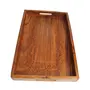 WOOD CRAFTS OF RAJASTHAN Rosewood Sheesham Wood Handmade & Handcrafted Wooden Carving Serving Tray (Carved Design) (Size: 12 inch x8 inch x2 inch), 3 image