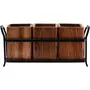WOOD CRAFTS OF RAJASTHANWood and Wrought Iron 3 Spoon Rack Holder Multipurpose Stand Table Organizer- Brown, 5 image