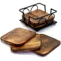 WOOD CRAFTS OF RAJASTHAN Wooden and Iron Tea Coaster 6, 2 image