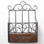 WOOD CRAFTS OF RAJASTHAN Wood And Wrought Iron MagazineNewspaper And Book Wall Rack/Wall Magazine Holders [ 38X28X11] Cm (Black & Brown), 2 image