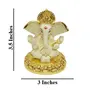 CHURU SILVERWARE Ceramic Ganesha Car Dashboard Idol 8x7x7cm Gold and Off White, 5 image