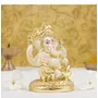 CHURU SILVERWARE Ceramic Lord Ganesh Idol 7X4X4 Cm Gold and Off White, 2 image