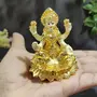 CHURU SILVERWARE Gold Plated laxmi Ganesha Idol with Off White Terracotta Work with Gold Plated Coin | for Diwali | Laxmi poojan | Diwali Pooja | Gifting (New Kamal Laxmi Gold), 2 image