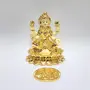 CHURU SILVERWARE Gold Plated laxmi Ganesha Idol with Off White Terracotta Work with Gold Plated Coin | for Diwali | Laxmi poojan | Diwali Pooja | Gifting (New Kamal Laxmi Gold), 4 image