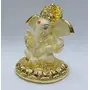 CHURU SILVERWARE Ceramic Ganesha Car Dashboard Idol 8x7x7cm Gold and Off White, 3 image