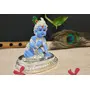 CHURU SILVERWARE Ceramic Krishna Idol 8x8x8cm Silver and Blue, 3 image