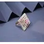 KUNDAN & MEENAKARI JEWELLERY Exclusive Squae Design Gold Plated American Diamond Cubic Zirconia Pink CZ Stone AD Adjustable Ring For Women And Girl Rhodium Plated Alloy/Birthday Gift Anniversary Gift, 4 image
