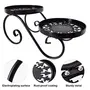 WROUGHT IRON CRAFTS Flower Plant Stand Thicker Flower Rack Plant Stand with Round Pot Supports Hollow Design Wrought Iron Black fit Outdoor/Indoor Decoration (1 Medium), 5 image